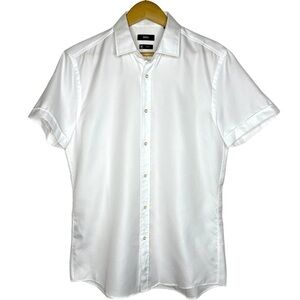 NWOT Hugo Boss Jats Slim Fit Short Sleeve Shirt 16 41 US M